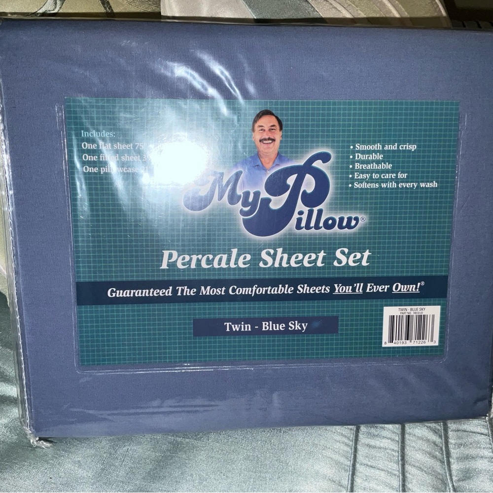 MY PILLOW PERCALE BED SHEETS SET BLUE SKY NEW IN PACKAGE SZ TWIN